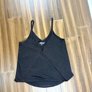 Lulu's size L Black Sleeveless Wrap Camisole Thin Strap V neck Flowy Fit Keyhole